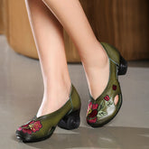 Handgemachte Stickerei High Heel Schuhe aushöhlen Lederschuhe